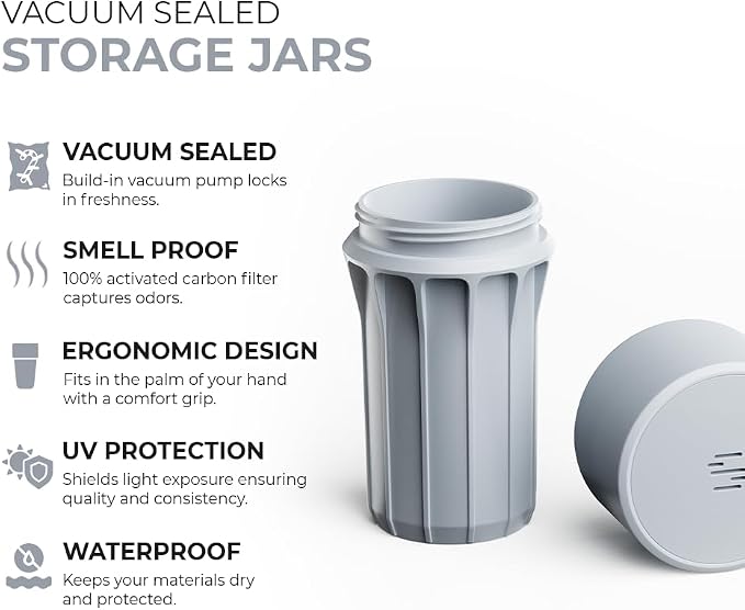 Staze Air Tight Smell Proof Container (148ml) – Vacuum Seal Jar with UV Protection, Waterproof Food Storage Canister, Portable Small Smell Proof Jar for Coffee, Herb, Spice & Gummies - (OG Trio)