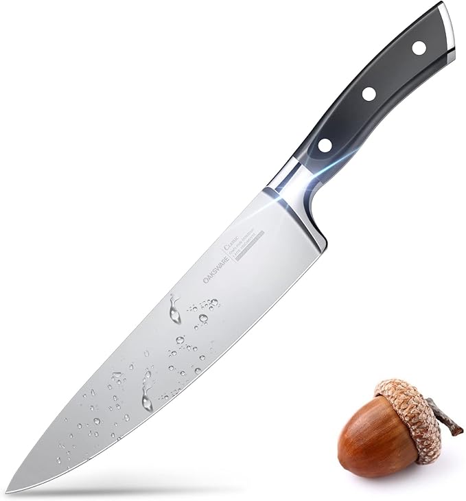 OAKSWARE 8 Inch Chef Knife, Ultra Sharp German High Carbon Stainless Steel Kitchen Knife, Full Tang Forged Professional Cooking Knife with Ergonomic Handle for Meat, Vegetables and Fruit