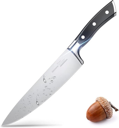 OAKSWARE 8 Inch Chef Knife, Ultra Sharp German High Carbon Stainless Steel Kitchen Knife, Full Tang Forged Professional Cooking Knife with Ergonomic Handle for Meat, Vegetables and Fruit