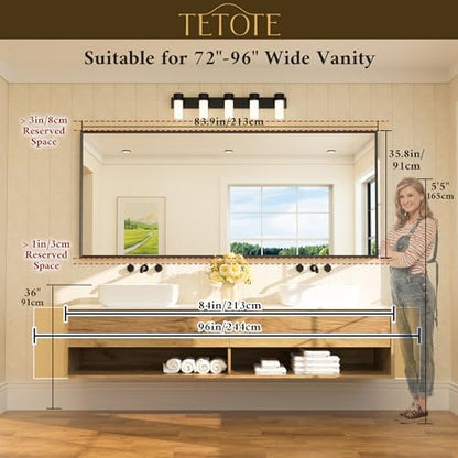 TETOTE Brushed Nickel Vanity Mirror for Bathroom 84" x 36" Beveled Frame Rectangle Bathroom Mirror for Over Sink Brushed Nickel, Tempered Glass, Stronger Frame, Modern Farmhouse Bedroom, Entryway