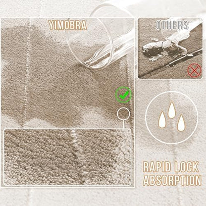 Yimobra Memory Foam Bathroom Mat Set, 24 x 17 & 24 x 20 in, Beige