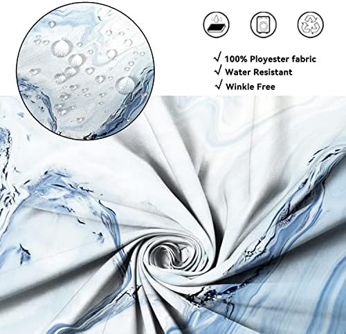 AWERT Blue Marble Shower Curtain - Waterproof for Bathroom Decor, Printed Washable with Hooks, 60x72 Inch