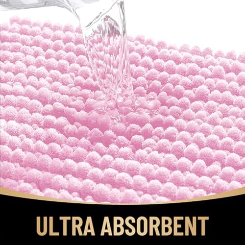 OLANLY Thick Chenille Bathroom Rugs 36x24, Soft Absorbent Bath Mat, Pink