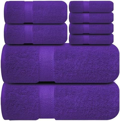 Infinitee Xclusives 100% Cotton Bath Towel Set – 8 Piece Bathroom Towel Set