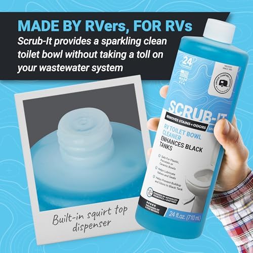 Unique Scrub-It RV Toilet Bowl Cleaner Liquid – RV Toilet Cleaner for Rimless RV Toilets, Squirt Top, Removes Stains & Odors (24 oz) Amazon Exclusive Packaging (Pack of 2)