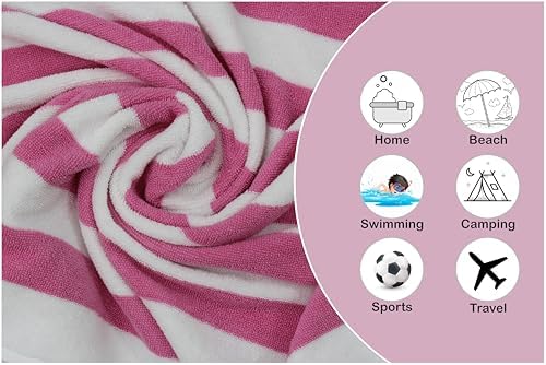 ORIGINAL KIDS 6 Piece Towel Set - 100% Cotton Cabana Stripe Kids Towel Set
