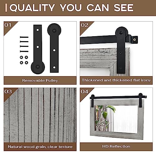 COGOOD Farmhouse Bathroom Mirrors for Over Sink - 30 x 41 Grey