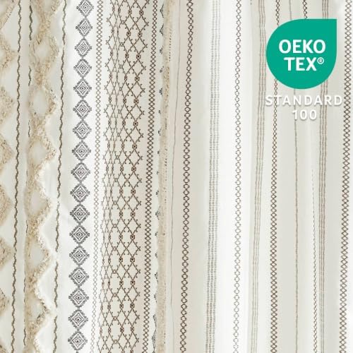 INK+IVY Extra Long Cotton Shower Curtain for Bathroom, Ivory, 72 x 84