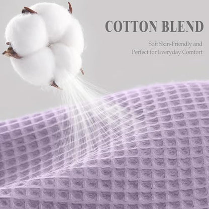 Waffle Weave Shower Curtain Heavyweight Cotton Fabric Lavender 72Wx72L