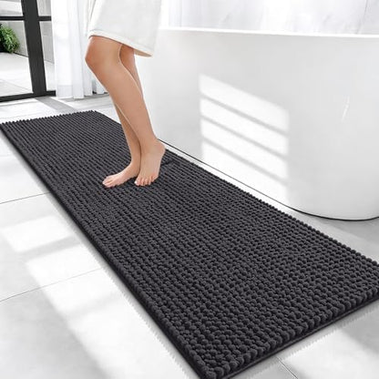 OLANLY Thick Chenille Bathroom Runner Rugs Mats 59x20, Dark Grey