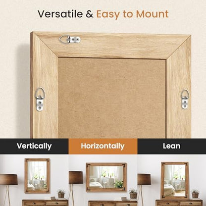 Wood Framed Bathroom Vanity Mirror for Wall, 20"x28" Farmhouse Mirror