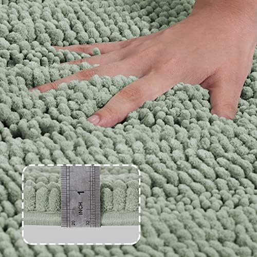 Turquoize Small Bathroom Rug 17x24, Soft Absorbent Chenille Bath Rug, Sage