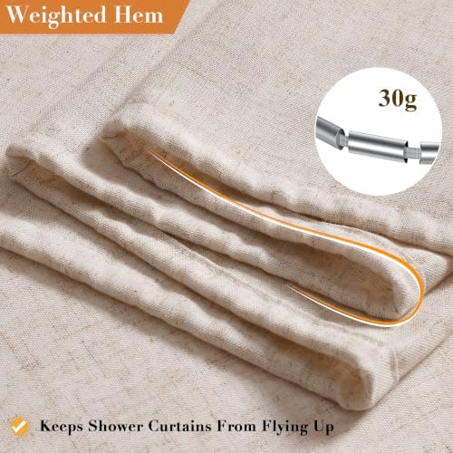 Nanspring Linen Shower Curtain for Bathroom 72x72 Inch 1 Panel Cream Beige