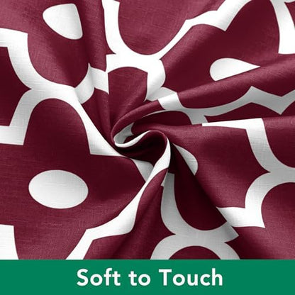 Fabric Modern Moroccan Shower Curtains for Bathroom-Burgundy & White