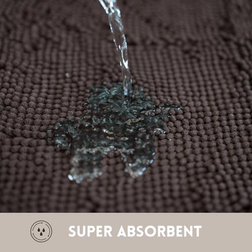 Bathroom Rugs Chenille, Extra Thick and Absorbent, Non-Slip, Machine Washable, Dry Quckily, Soft Cozy Plush, Used Under Shower Bathtub and Sink, Bath Mat Sets Coffee