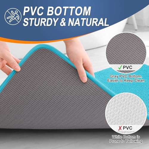 OLANLY Thick Memory Foam Bathroom Rugs 30x20, Absorbent Bath Mat, Aqua Sky
