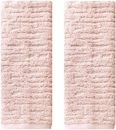 SKL Home CloudSoft Hand Towel Set, 2-Piece, 100% Cotton Luxury, Blush Pink