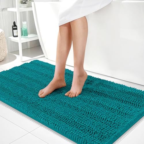 OLANLY Thick Bathroom Runner Rugs 44x24, Soft Chenille Bath Rugs, Deep Lake
