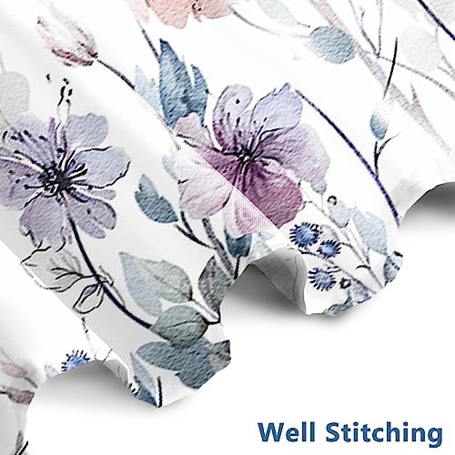 Flower Shower Curtain, Wildflower Shower Curtain Floral with Hooks, 72x72"