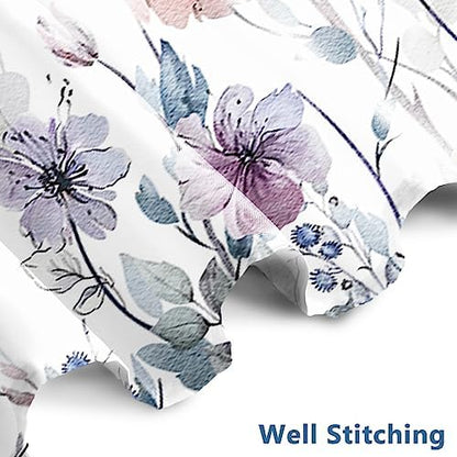 Flower Shower Curtain, Wildflower Shower Curtain Floral with Hooks, 72x72"