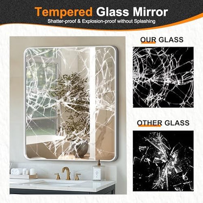 Delma Bathroom Vanity Mirror, Silver Framed Mirror for Over Sink, 36x30