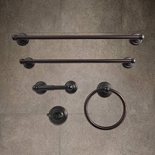SENTO ROBIKI Bathroom Accessories Set, Bath Hardware, Includes Robe Hook, Toilet Paper Holder, Towel Ring, 18” & 24” Towel Bar, Duty Metal Bath Hardware Set Wall Mounted (5-Piece, Oil-Rubbed Bronze)