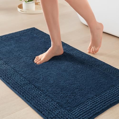 Madison Park Splendor Reversible 100% Cotton Bath Rug, 20 x 30, Navy