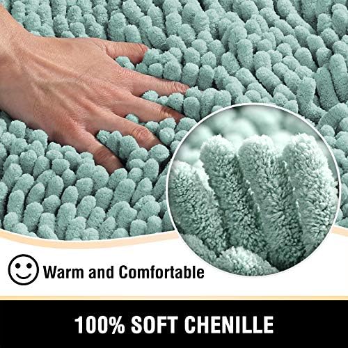 H.VERSAILTEX Bathroom Rugs Bath Mats Non Slip Luxury Chenille Bathroom Rug Mat 24x36 Extra Soft and Absorbent Shaggy Rugs Washable Dry Fast Plush Area Carpet Mats, Tub - Aqua