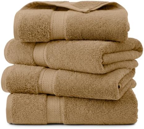 Superior Egyptian Cotton Plush & Absorbent, Bath Towel Set of 4, Toast