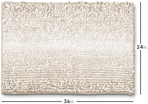 Hearth & Harbor Bathroom Rugs, Chenille Bath Mat - Machine Washable Bath Mats for Bathroom Non-Slip Backing Rubber, Quick Dry Bathroom Mat, 24 x 36 - Ombre Beige