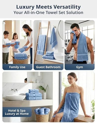 LANE LINEN Towel Set for Bathroom 6 Piece Soft Absorbent Quick Dry - Allure