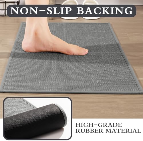 YIHOUSE Bathroom Rugs Thin Bath Mat Sets 5 Pieces Quick Dry,Grey