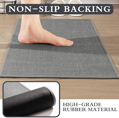 YIHOUSE Bathroom Rugs Thin Bath Mat Sets 3 Pieces Quick Dry,Grey