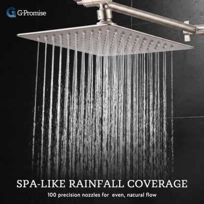G-Promise All Metal 8" Rain Shower Head with Handheld for Bathroom Upgrade