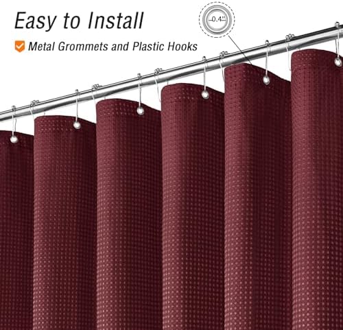 Gibelle Extra Long Burgundy Fabric Shower Curtain, 72 x 84