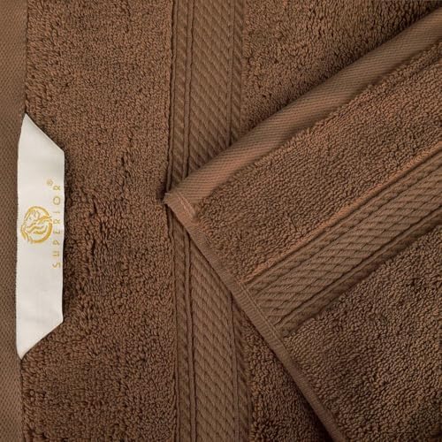 SUPERIOR Egyptian Cotton Pile Plush Bath Sheet, 2 Piece Set, Chocolate