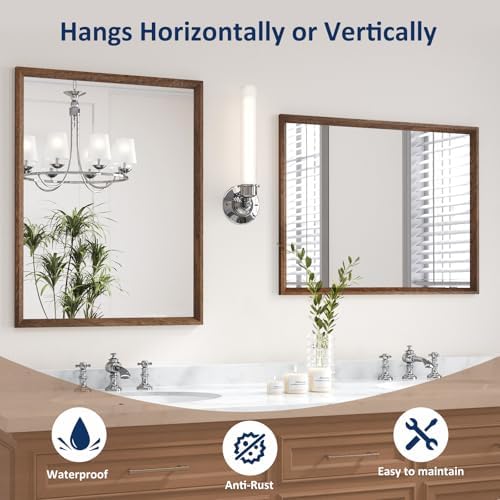 WEER Walnut Bathroom Vanity Mirror 24X36 Inch