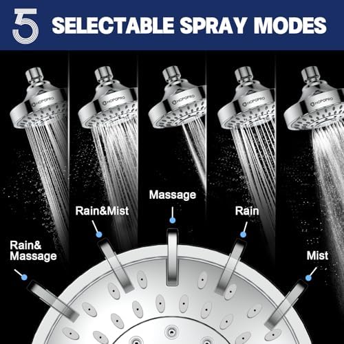 High Pressure Shower Head, HOPOPRO 5-Mode Fixed Showerhead, NBC Recommended