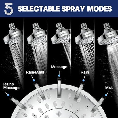 High Pressure Shower Head, HOPOPRO 5-Mode Fixed Showerhead, NBC Recommended