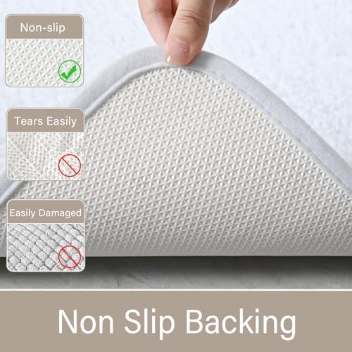 LOCHAS Bathroom Rug Runner 24x84 Inch, Bath Rugs Non Slip, White