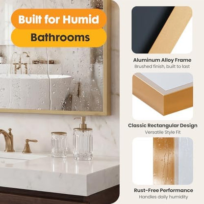 Sweetcrispy Bathroom Mirror, 30" x 48" Rectangle Wall Mount Mirrors