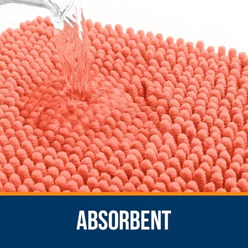 OLANLY Toilet Rugs U-Shaped 24x24, Soft Absorbent Chenille Contour Rugs