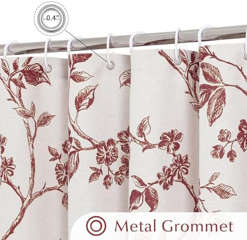 MitoVilla Small Stall Cotton Floral Shower Curtain for Bathroom,36 x 72 | Narrow Half BoHo Cottagecore Spring Shower Curtains, Modern Farmhouse Country Plant Leaves Bathroom Décor, Waterproof