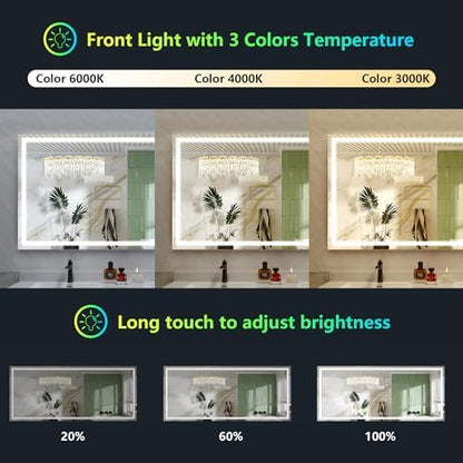 88x38 LED Bathroom Mirror with Lights, RGB Backlit Lighted Mirror