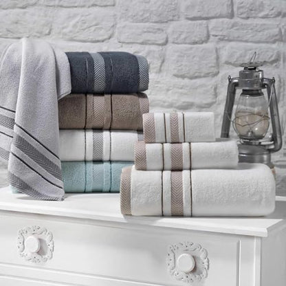 Bath Sheet Towel for Bathroom – Luxury 1-Piece Cotton Towels (70''x35''), Soft Absorbent & Quick Dry, 600 GSM Bath Towels for Bathroom, Hotel Spa Quality (White/Grey, 1-Bath Sheet)
