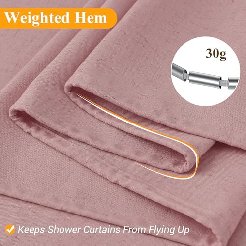 Naturoom Linen Shower Curtain 54x78 Inch for Bathroom Pink 1 Panel