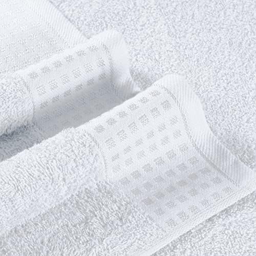 GLAMBURG 100% Cotton 2 Pack Oversized Bath Towel Set 28x55 Inches, Ultra Soft Highly Absorbant Compact Quickdry & Lightweight Large Bath Towels, Ideal for Gym Travel Camp Pool - White