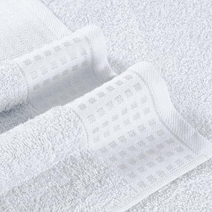 GLAMBURG 100% Cotton 2 Pack Oversized Bath Towel Set 28x55 Inches, Ultra Soft Highly Absorbant Compact Quickdry & Lightweight Large Bath Towels, Ideal for Gym Travel Camp Pool - White