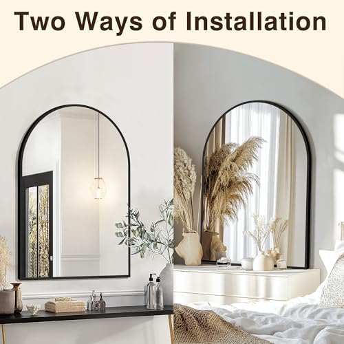 FICTOR 2 Pack 24" x 36" Arched Bathroom Vanity Mirror for Over Sink, Black