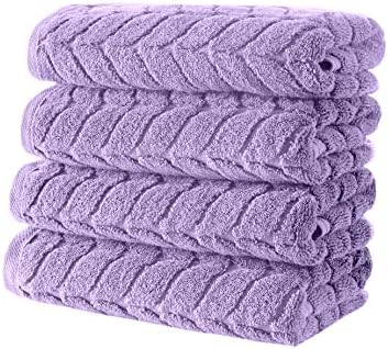 BAGNO MILANO Turkish Cotton Bath Towels, Hand Towels - Soft Plush Jacquard Collection Luxury Towels Set (Lilac, Towel Set of 3)